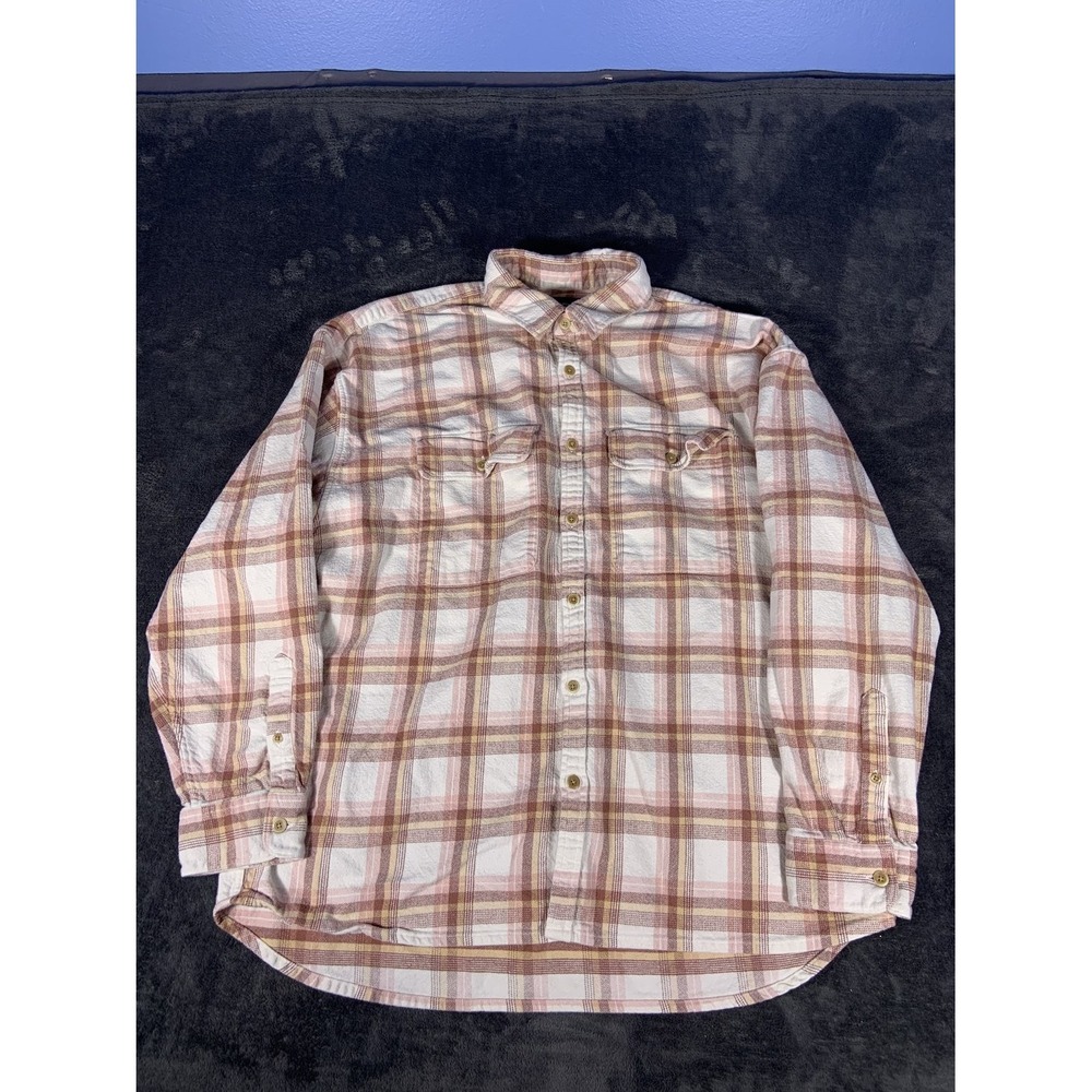 Abercrombie & Fitch Oversized Plaid Flannel Shirt XL Pink Tan